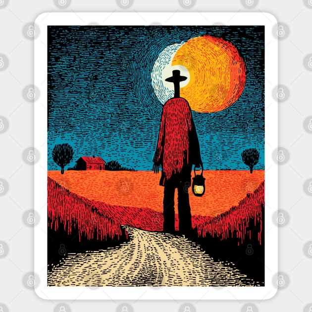Folk Art Farmer - The Long Walk Home Sticker by TuncGK
